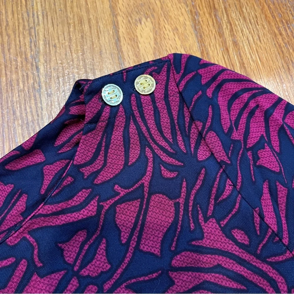 Tory Burch Etta Floral Sheath Dress Navy Fuschia Size Small Knee Length - Picture 8 of 10